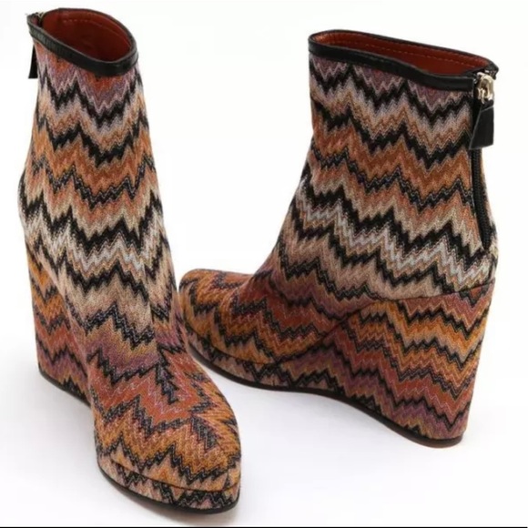 Missoni Shoes - GUARANTEED AUTHENTIC BRAND NEW MISSONI ZIG ZAG TEXTILE PLATFORM WEDGE ANKLE BOOT
